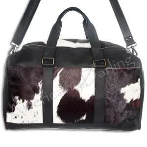 American Darling Duffel Bag Handcrafted from Hair-On Cowhide and Genuine Leather with YKK Zipper and Large Capacity