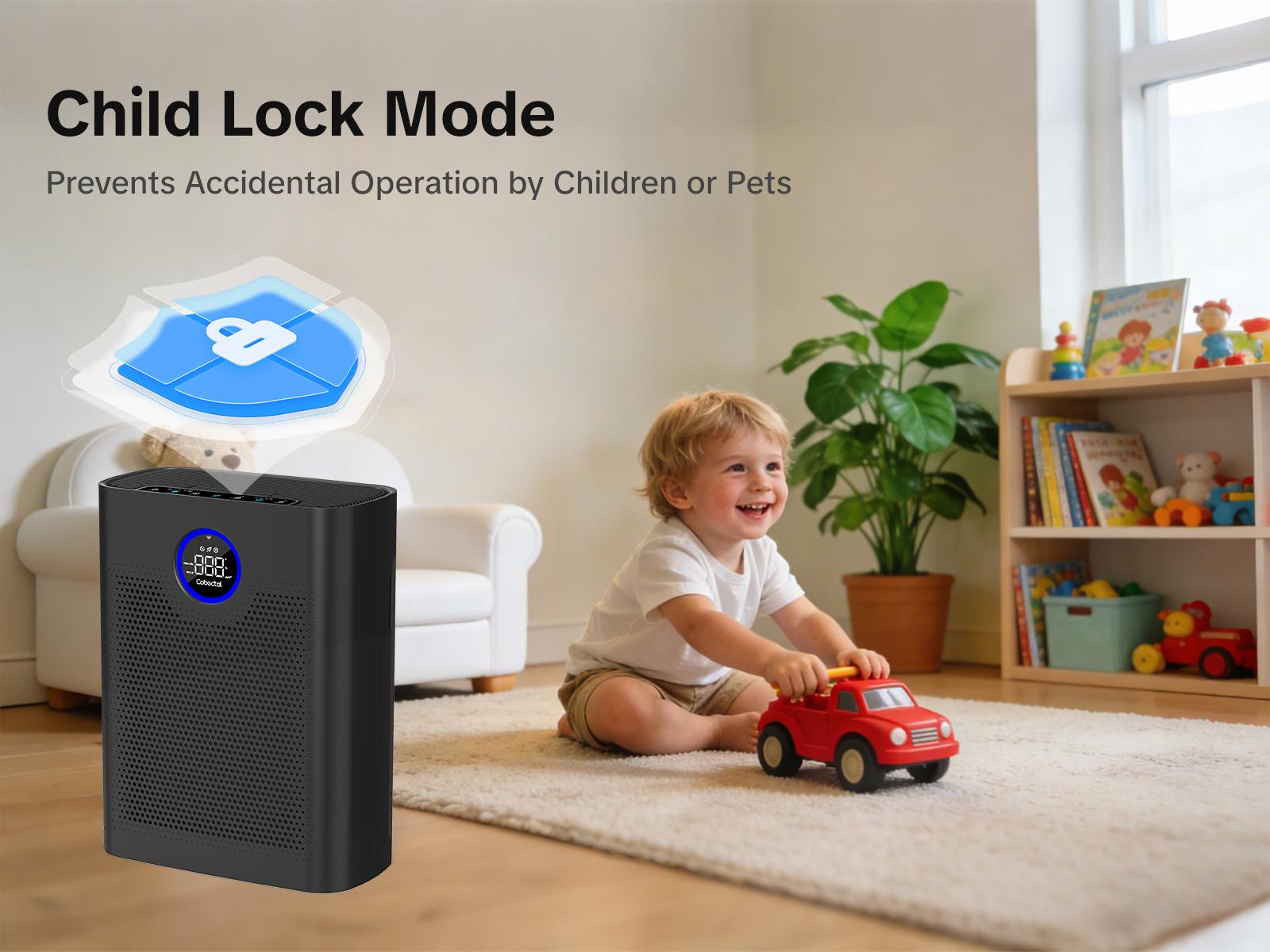 Smart WiFi Air Purifier with APP Control – H14 True HEPA High-Efficiency Filter, Ultra Quiet 24dB, 5 Fan Speeds & Auto Mode, Child Lock & Timer, Ideal for Bedroom, Living Room, Office home