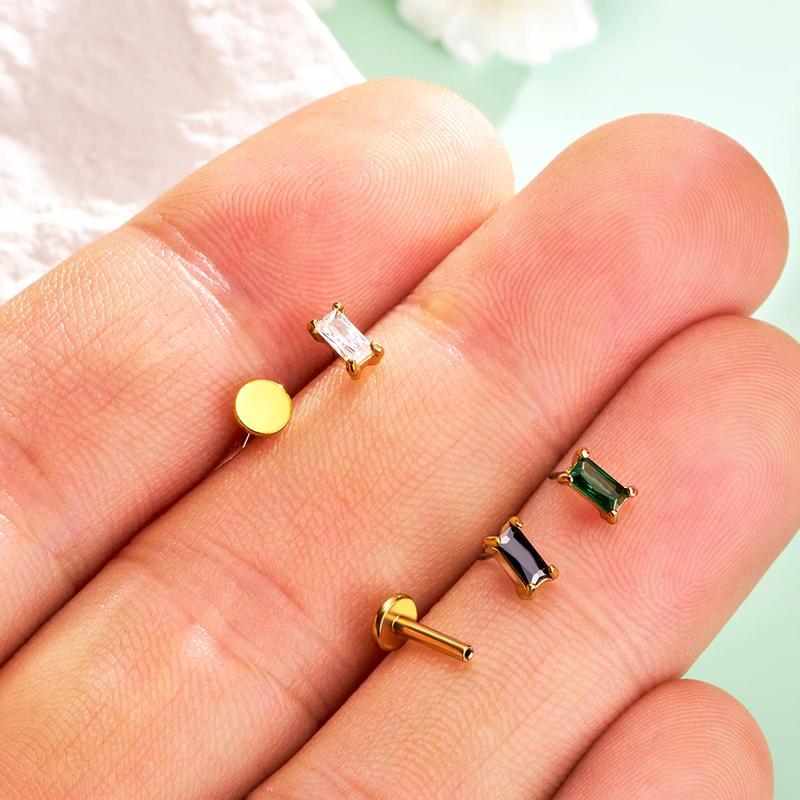 Oufer 16G Threadless Push Pin Flat Back CZ Helix Tragus Conch Cartilage Stud Earring