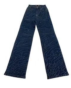 2026 FRONT Pants Rhinestone Denim with Bling Design for Women - Fitted Long Sleeve Casual & Comfortable Everyday Wear - Stretchy Material - Classic Style