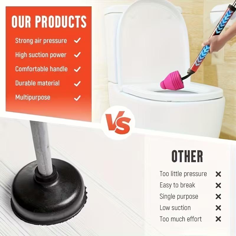 Heavy-Duty Air Pressure Toilet Drain Cleaner, Designed to Unclog Pipes, Featuring a Toilet Suction Cup And Effective for Sinks And Showers, with an Ergonomic Handle for Ease of Use
