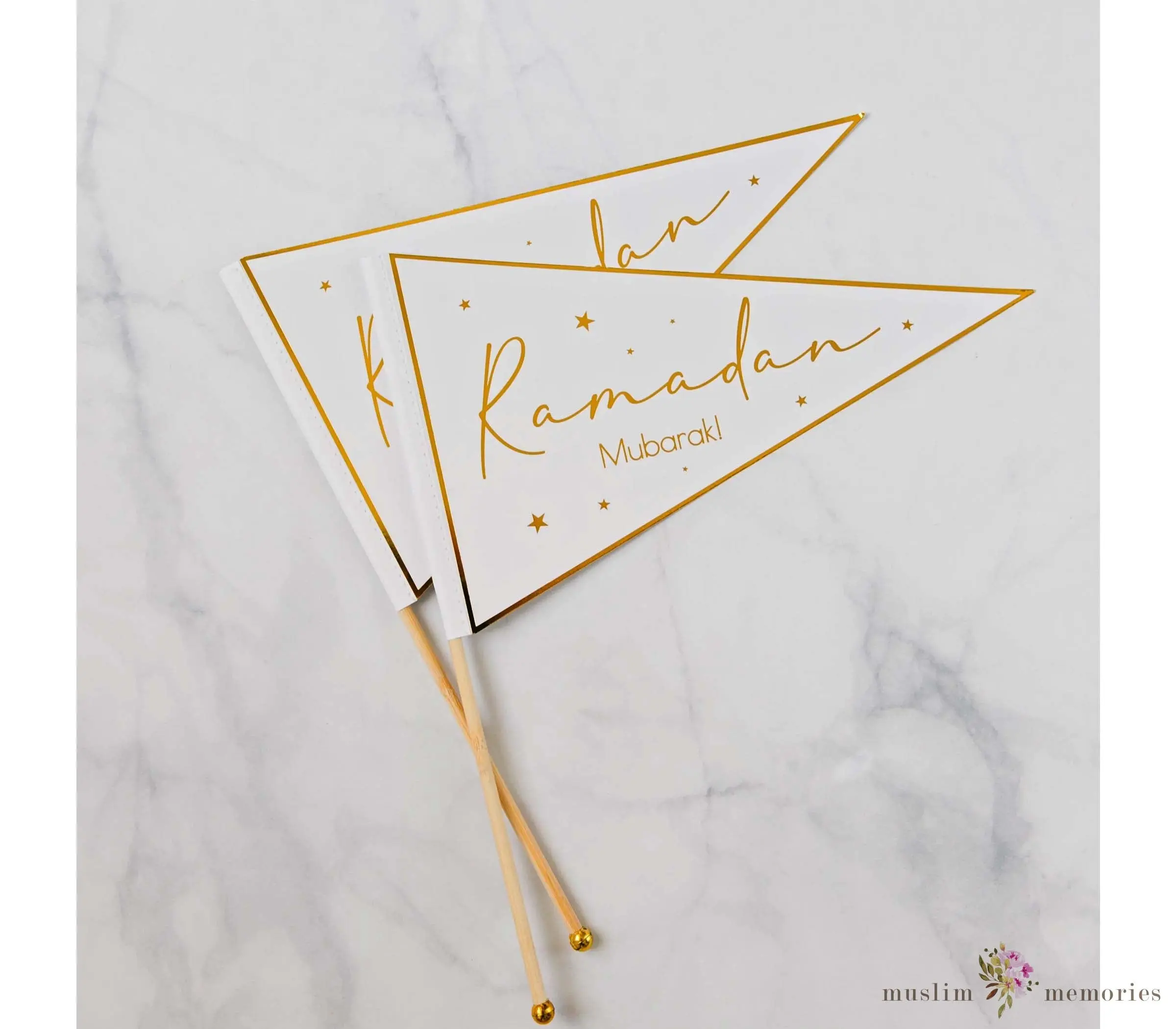 Oversized Ramadan Mubarak Flag Toppers (Set of 2)