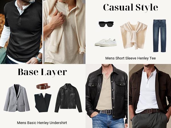 COOFANDY Mens Cotton Henley T-Shirts Short Sleeve Button Casual Basic Tees Work Shirts with Split Side Streetwear Top