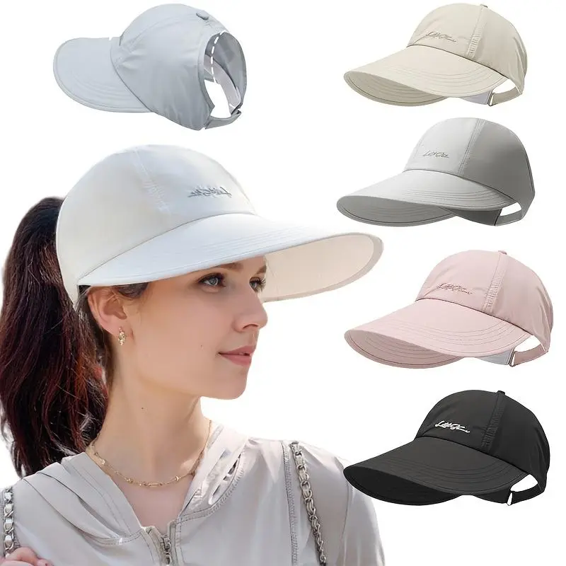 UPF Baseball Hat for Men & Women - 2-Pack Lightweight Adjustable Velcro Closure Wide Brim All-Season Outdoor Sports Hat White Gray Black