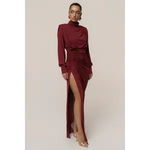 Burgundy Radiance Maxi Gown
