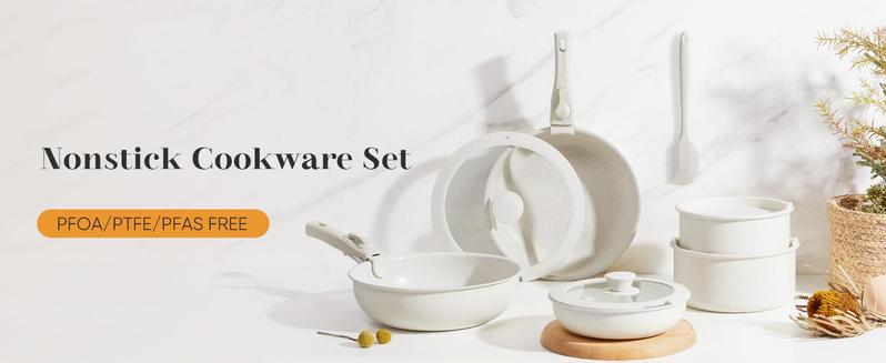 12 Pcs Pots and Pans Set Nonstick - Kitchen Cookware Set with Detachable Handle, Induction Cookware, Dishwasher Oven Safe