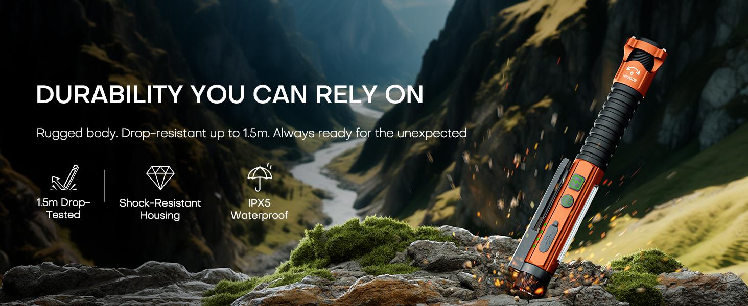 EDC Flashlight Rechargeable,800 Lumen Small Flashlight with Magnetic Clip & Base, 11 Modes LED Flashlight,Glass Breaker&Bottle Opener, USB-C Flashlight for Working,Home and Emergency