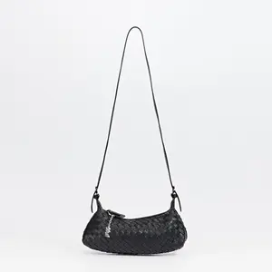 Estrella Crescent Shoulder Bag Underarm Handwoven Bag – Crescent Silhouette Everyday Shoulder Bag Minimal Urban Handbag Y2K Moon Mini Bling Crossbody