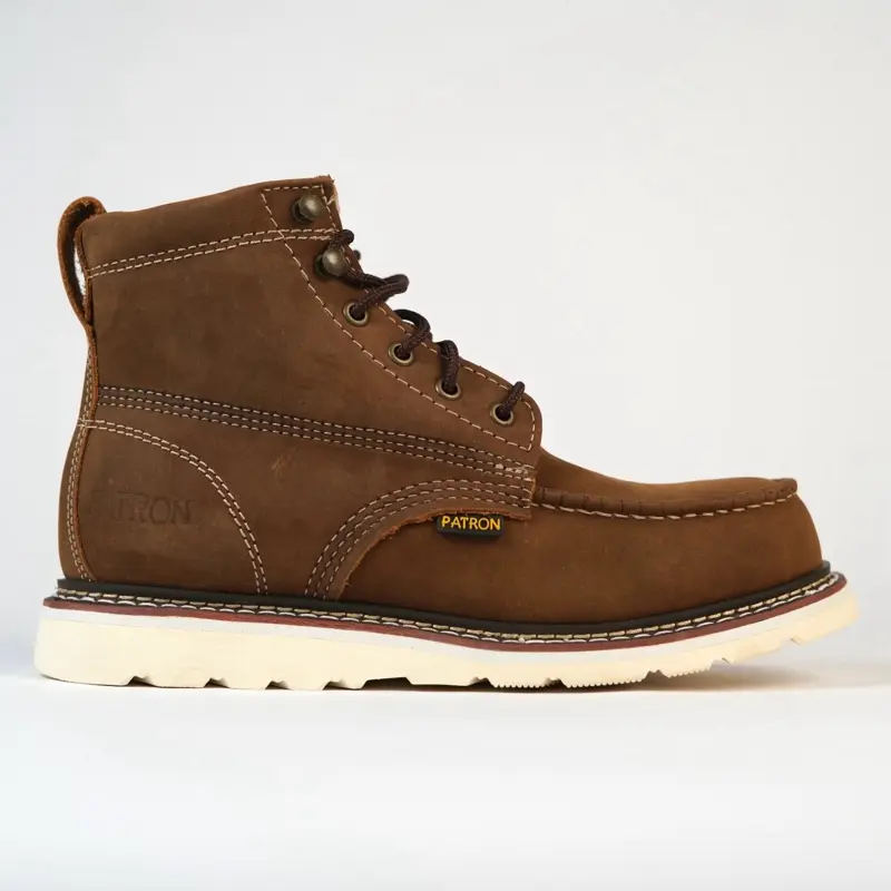 634 Crazy Tan FLEXIBLE Full Grain Leather Moc Toe With Rubber Sole Comfortable Insert Boot Light Weight