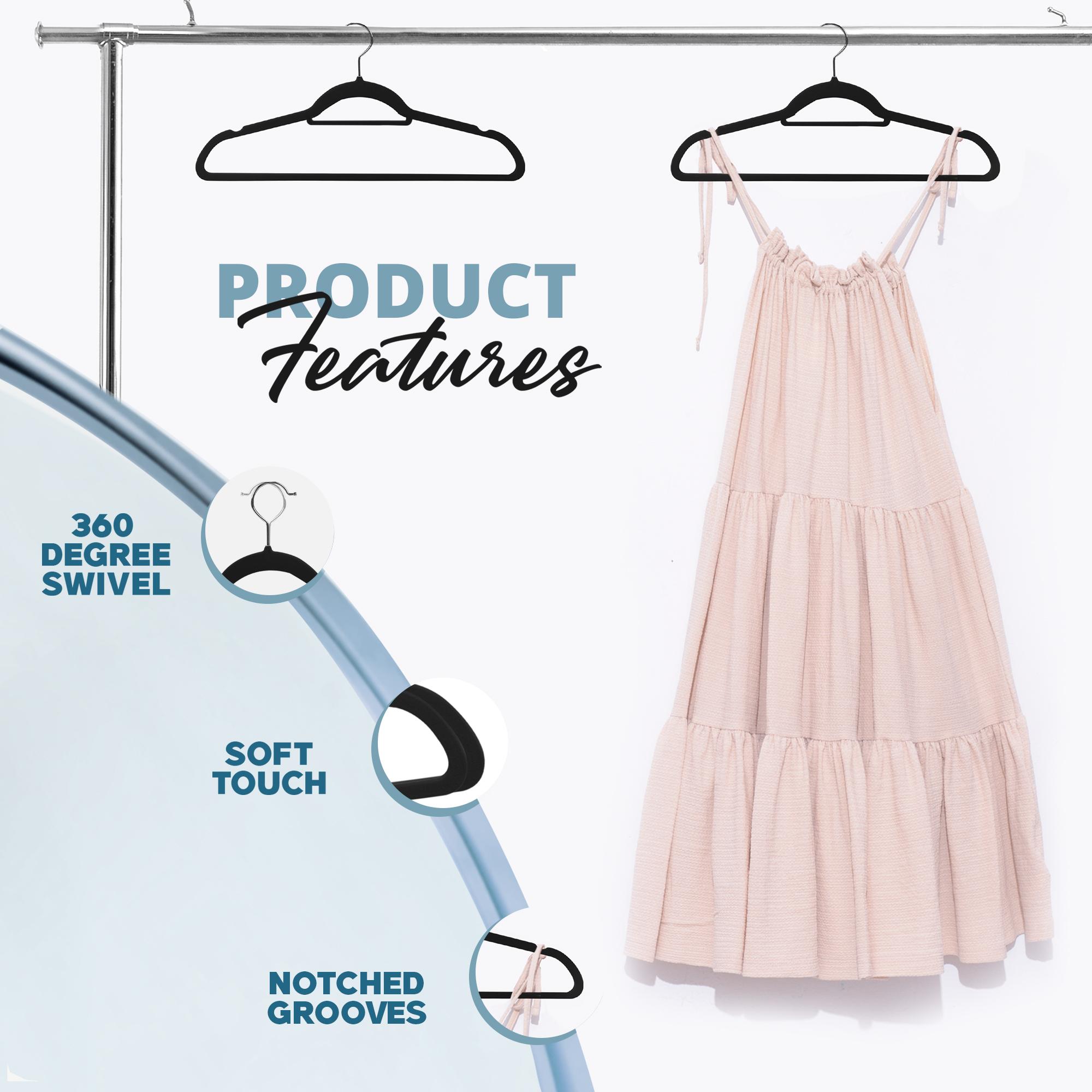Utopia Home Velvet Hangers 50 & 100 Pack - Premium Non-Slip Clothes Hangers - Black, 360° Rotating Hook, Heavy Duty for Coats, Jackets & Dresses Hanging Sturdy