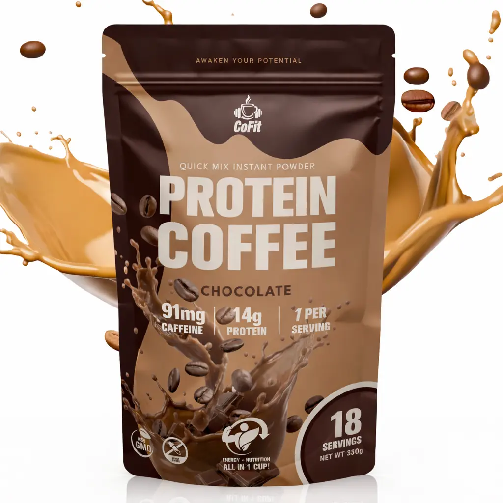 COFIT Instant Iced Coffee Whey Protein Isolate Drink - Arabian Coffee Base, Chocolate Flavor, 14g Protein Per Serving, 25 Servings/550g, No Added Sugar, Non-Chemical, Alcohol-Free, All-Natural, Fitness Breakfast Beverage