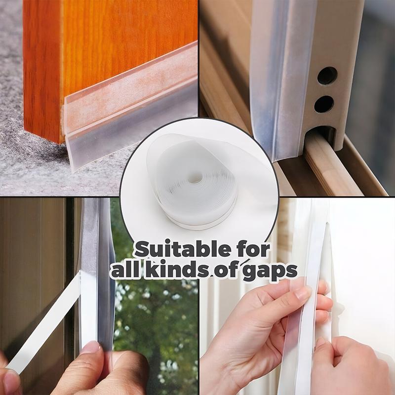 16.4Ft Door Weather Stripping, (1.38in Width) Weather Stripping Door Draft Stopper Adhesive Seal Strip Anti Draft Insulation Tape for Doors Windows and Shower Doors