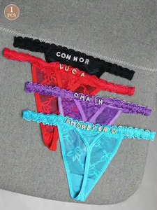 Customized Crystal Letter Sexy Lace Personalized Name Thong Panties, Bikini Tanga Lingerie T-Back Gift For Girlfriend, Wife, Valentine's Day, Christmas, Halloween, Thanksgiving, Birthday.Sequine Colorful Custom,Personalized,Unique,Customized Personalized