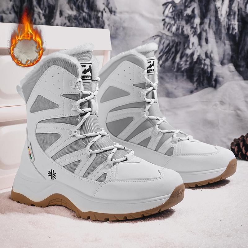 Unisex Winter Snow Boots Waterproof Shoes Walking Comfortable Hiking Tennis Booties Furry Mid Calf Warm Lightweight White Boy Footwear Bota Tactical Bedroom