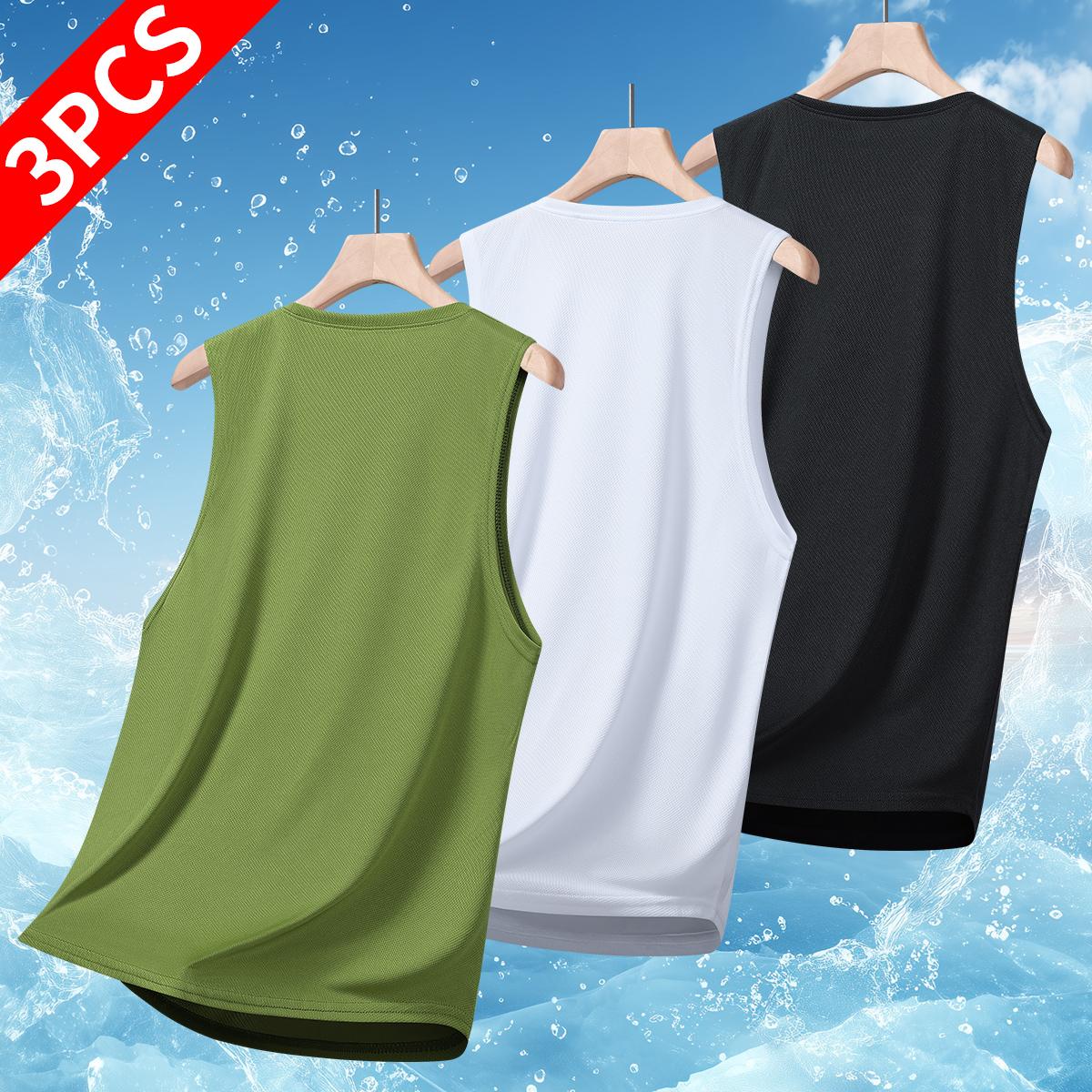Men's Stylish Sleeveless Shirt - Perfect for Summer Outdoor & Indoor - Quick Dry & Breathable Letter Print Slightly Stretch Crew Neck Tank Top