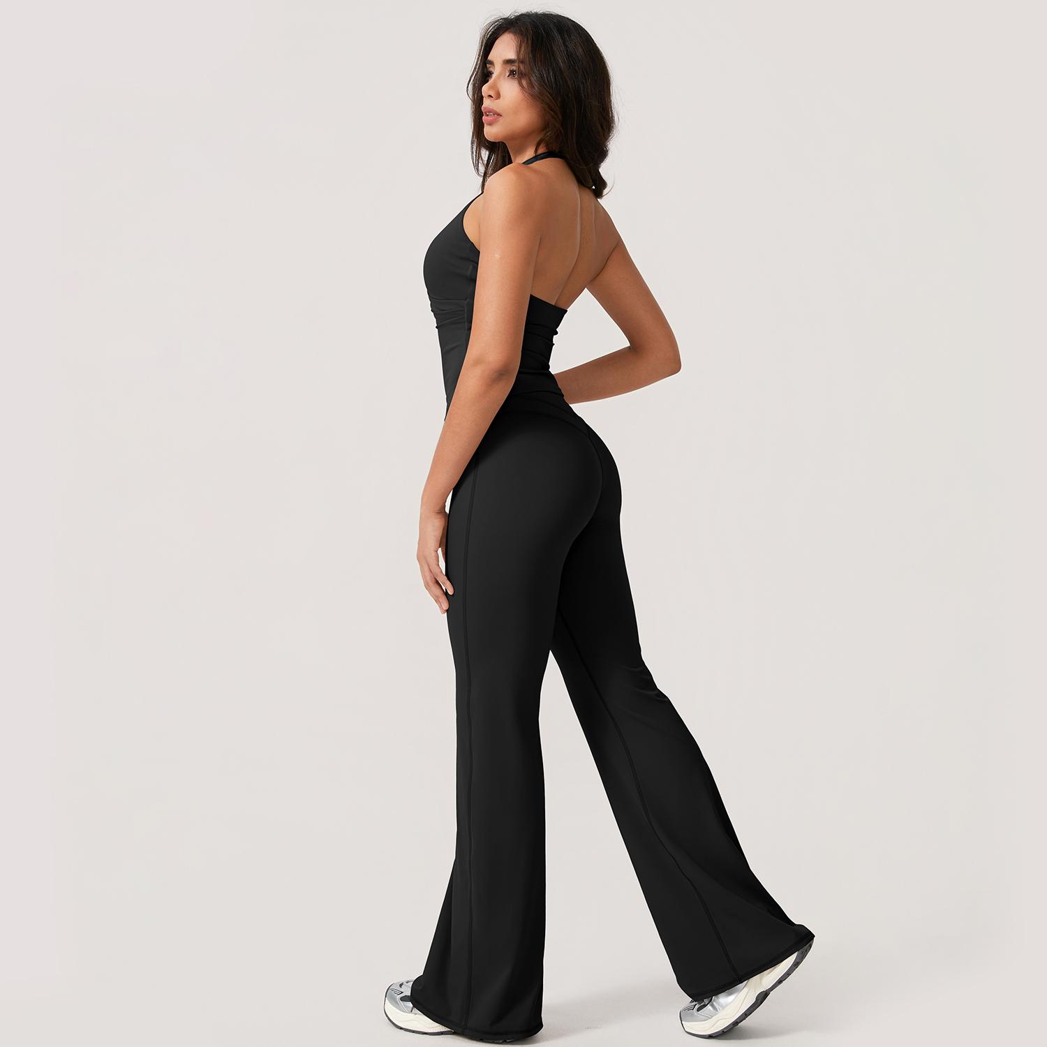 TimeOFFWomen's 2-Piece Activewear Set Deep V-Neck Open-Back Design Stretchy Fabric for Flattering Fit Comfort in Yoga Workouts & Casual Outings Athletic Fashion Fitness Clothes, 2 Piece Sets, Women's 2 Piece Set
