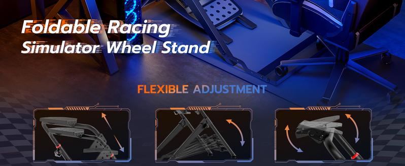 ARES WING Foldable Sim Racing Wheel Stand with Chair Fixing Slot, Formula and GT Racing Simulator Cockpit Compatible with Fanatec, Thrustmaster, Logitech, Moza, Racing Games on PS5, PS4, Xbox and PC