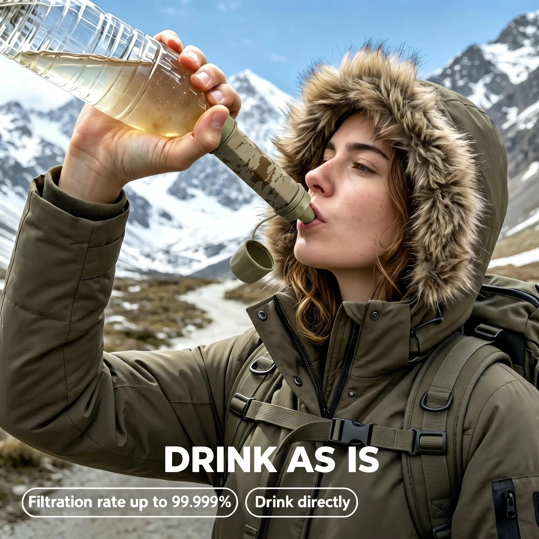 Portable Water Filter,Outdoor Water Filter, Straw Water Filter,Emergency Survival Water Purifier for Prepper Emergency Equipment Camping Supplies Hiking CampingEmergency Survival Water Straw, Portable Water Filter System