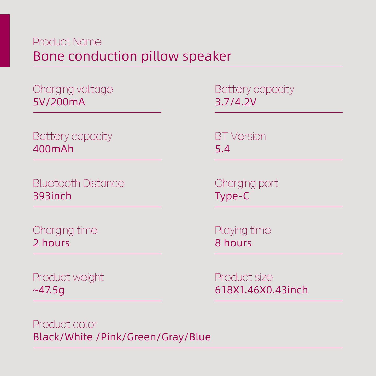 Wireless Bone Conduction Sleep Speaker - Ultra-Thin Under-Pillow Music Box, White Noise Sleep Aid, Directional Sound Transmission Without External Disturbance, BT5.4, TF Card, Timer, Long Battery Life, Portable Design, Perfect Sleep Aid Gift