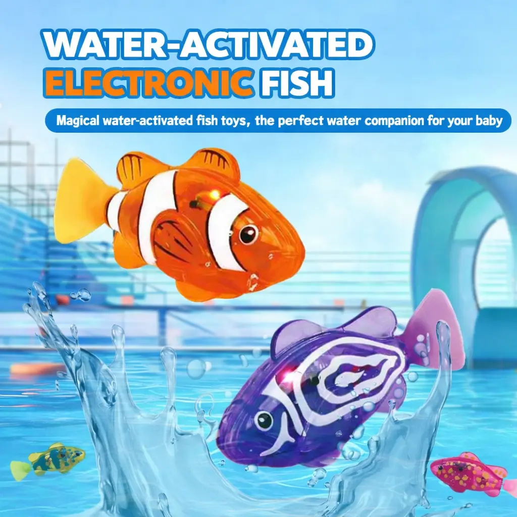 Electronic Fish Cat Toy - Fish Shape, Sensory, Water-Sensing Activated, Light-Up Interactive Toy for Little Hands, Ideal Gift for 0-2 Years Infants & Toddlers