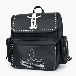 Laurel Midnight Rodeo Black Bootstitch Grain Leather Backpack | Houston Livestock Show & Rodeo