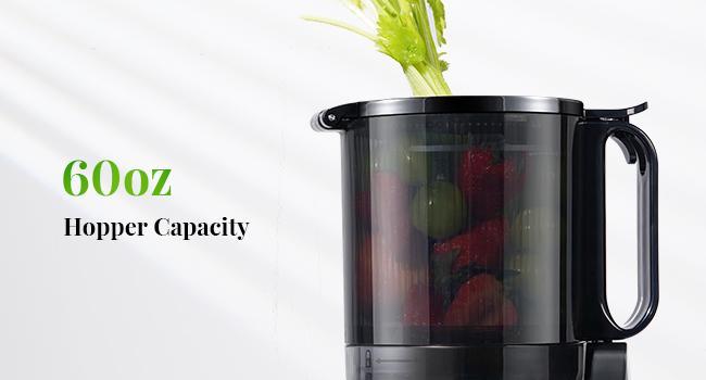 GDOR Cold Press Juicer with 5.3" Wide Feed Chute 150NM Powerful Motor Slow Masticating Extractor High Juice Yield Easy to Clean Fits Whole Fruits & Vegetables Black