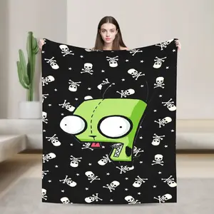 Aura Blankets Invaders Zims Gir Blankets Quality Warm Soft  Throw Blanket Winter Boy Girl Couch Chair Novelty Bedspread