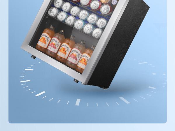 Antarctic Star 1.7 Cu.Ft Beverage Refrigerator 68 Can or 16 Bottle Capacity with Seamless Glass Door, Digital Control & Quiet Compressor, Freestanding Mini Fridge for Bar, Kitchen, Office - Silver