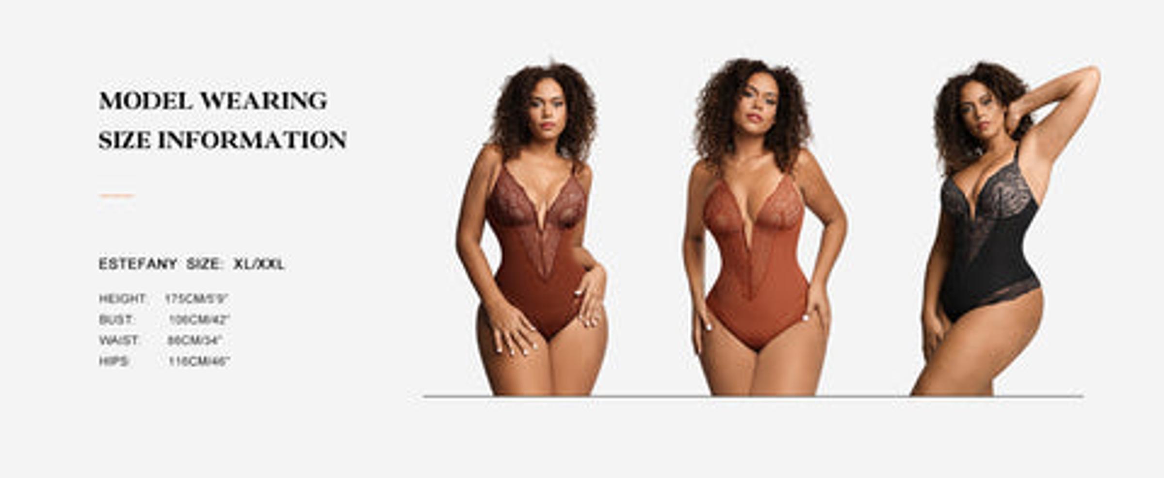 Popilush Fit Shapewear Bodysuit  Deep-V Neck Lace Bodysuits Basic Womenswear Tops Or Leather Skirts Underwear Sleeveless Long Sleeve Bodysuit Buckle Breathable Smooth