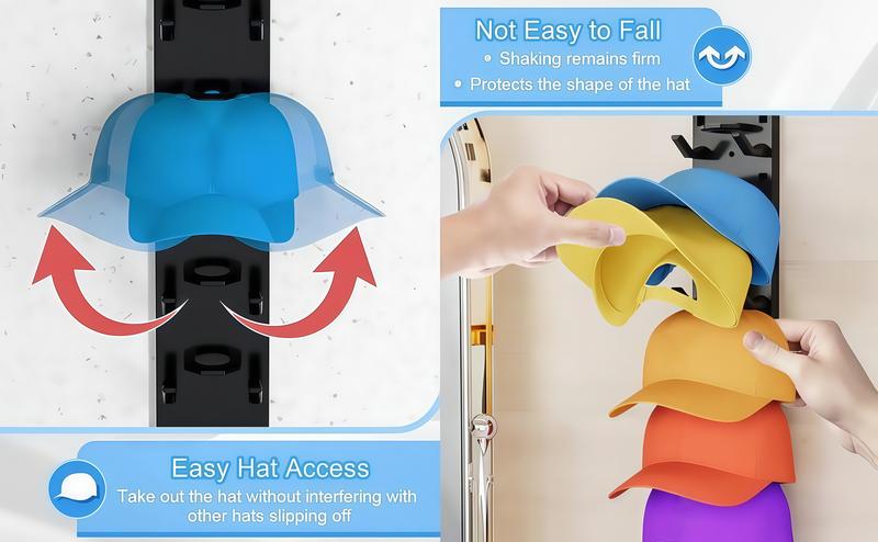 2 Pack Hat Organizer Wall Mounted Baseball Cap Rack Black or White Adhesive Mount Stable Structure Holds 18 Hats for Closet Door & Bedroom Easy Access Display Hanger 2 Pack Hat Organizer Wall Mounted Baseball Cap Rack Black or White Adhesive Mount Stable Structure Holds 18 Hats for Closet Door & Bedroom Easy Access Display Hanger