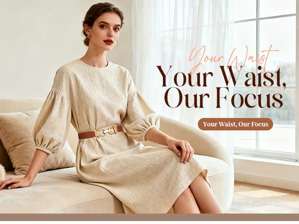 JASGOOD Women Stretchy Waist Belt Retro Elastic Skinny Belt for Ladies with Gold Buckle