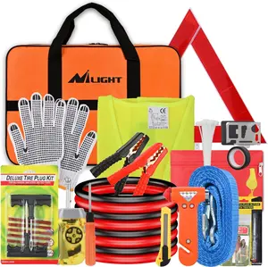 Nilight Car Emergency Kit with Jumper Cable Air Compressor Tire Repair Essential Tools First Aid Alligator Connector Electrical Kit for Travel Camping Outdoor Cars Truck SUV RV