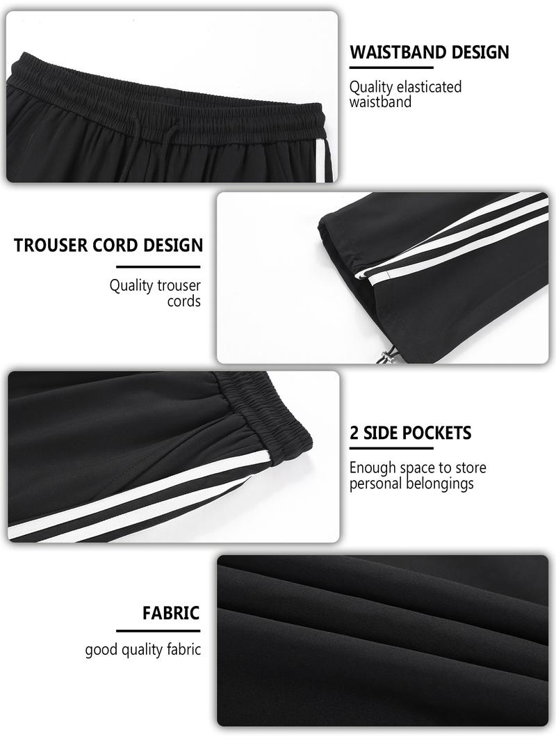 CCCMAI Men's color-block side stripe sports pants, all-season men's casual fashion trendy straight-leg pants with drawstring waistband, classic menswear sweatpants, loose casual pants, stylish activewear for men. Striped