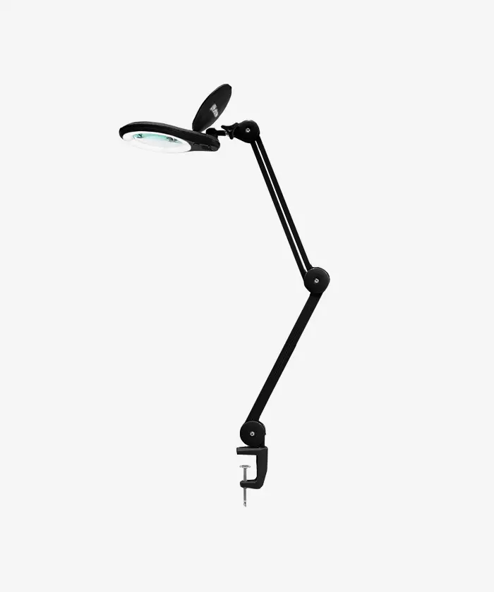 Neatfi LED Magnifying Lamp 1200 Lumens with Clamp – 5” 5-Diopter Glass Lens, Dimmable Task Light | Adjustable Arm | Reading, Sewing & Crafting