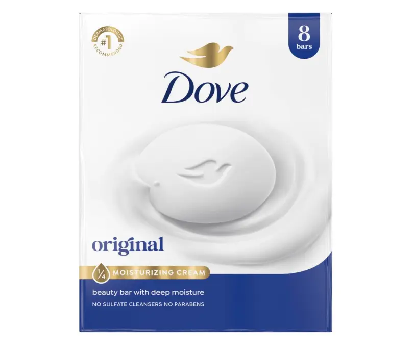 Dove Beauty Bar Soap Original 8 Count for Soft, Smooth Skin, with 1/4 Moisturizing Cream 3.75 oz | Moisturizing beauty bar with ¼ moisturizing cream for soft, smooth skin on face, body and hands