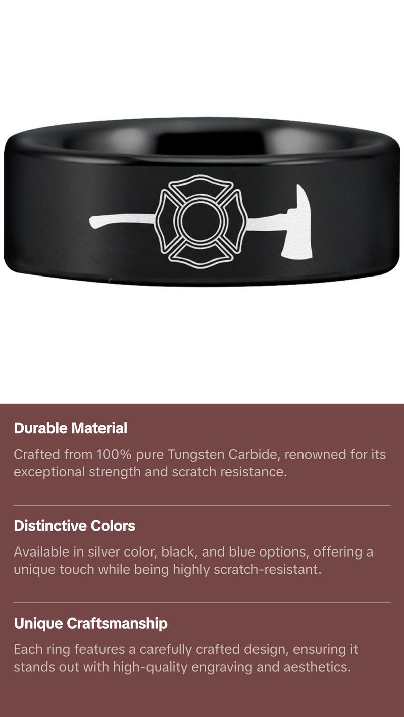 Firefighter's Axe Tungsten Carbide Ring