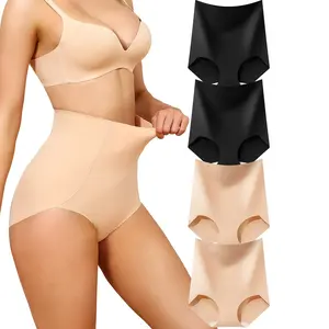LEVAO Women's Tummy Control Underwear, High-Waisted Shapewear Panties Seamless Briefs, Postpartum & Everyday Comfort 4-Pack S-XXL