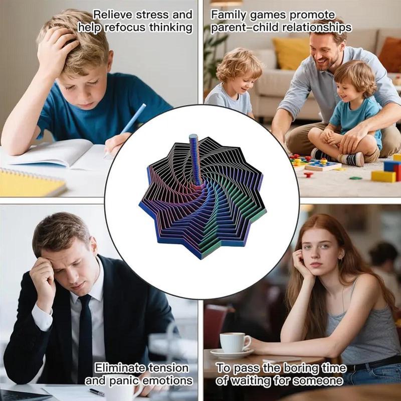 3D Printed Expanded Sensory Fidget Star, New Stress Relief Sensory Whirling Spiral with Handle, Very Satisfying Sight and Sound with Hypnotizing Visual Fidget Toy