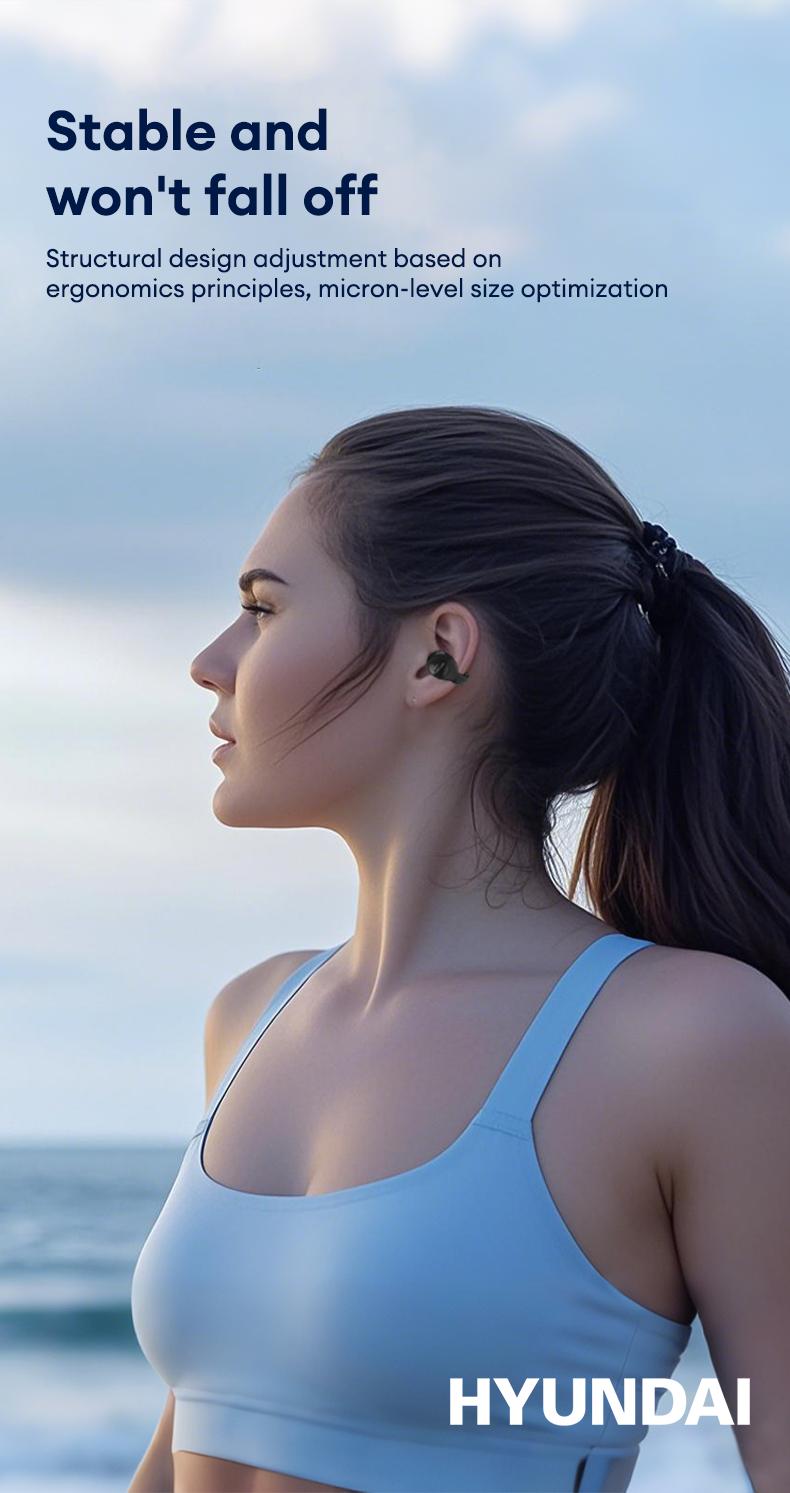 HYUNDAI LP25 Clip On Ear Wireless Headphones, Audio Wireless Earbuds Built-in Microphone for Music & Phone Call,Bluetooth Flash 5.4 Rejects Delays, Waterproof & Dustproof Comfortable for Sports & Workouts
