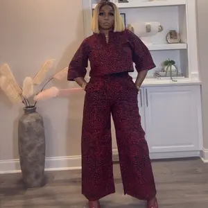Titi Ankara 2-Piece Pant Set | African Print Cropped Top & Wide-Leg Pants Set | Stylish Ankara Co-Ord Outfit