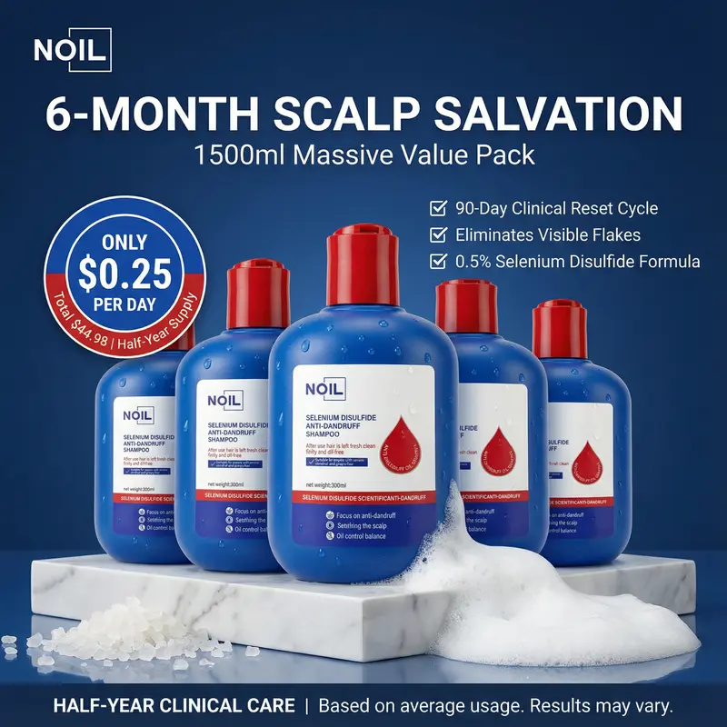 NOIL 0.5% Selenium Disulfide Shampoo 5-Pack | Deep Clean & Scalp Relief | Controls Dandruff, Soothes Itch, Balances Oil | Family-Sized Value — Save More, Stay Fresh