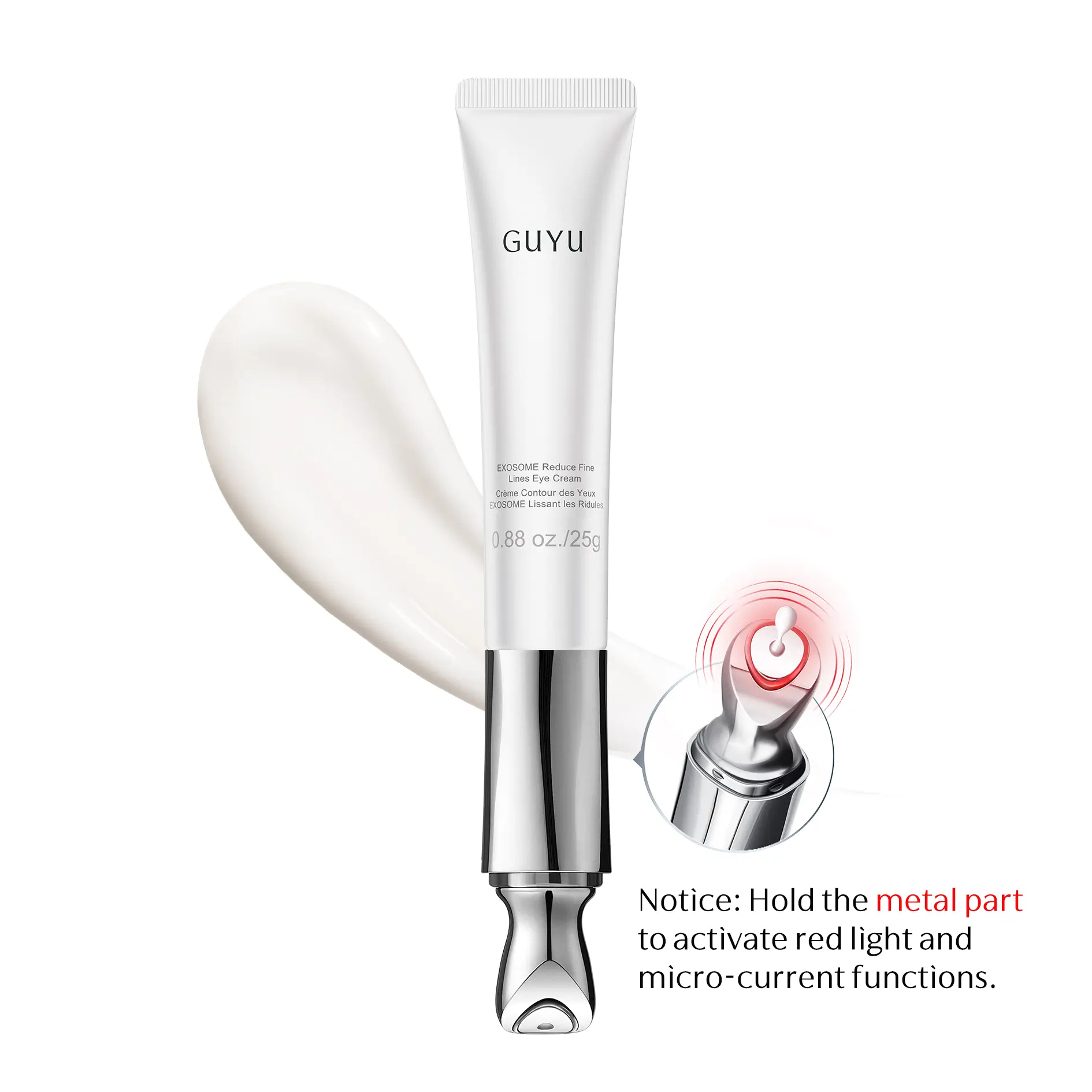 GUYU EXOSOME EMS & Redlight Eye Cream. - Human-Mimetic Exosome PDRN NAD+ Caffeine, Anti Aging Eye Cream For Dark Circles Puffiness Eye Bags Wrinkles Finelines Smileline, Micro-Current Tech, Hydrating, Cell Renewal Repair #tiktokshopbacktoschool #glowup