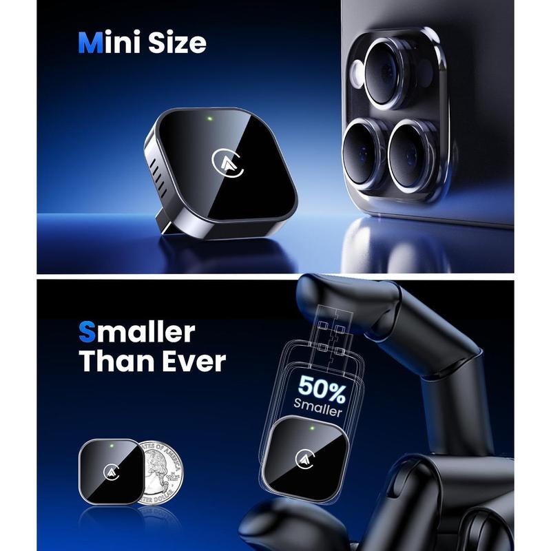 2 in 1 Wireless CarPlay and Android Auto Adapter, Easy Setup Plug and Play, Fast Seamless Use Supports 1000+ Car's with Built-in Wired Car Play/Android Auto, Compact Sleek Design Car Adapter，Fast Auto-Reconnect,bluetooth, iphone