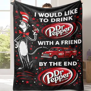 Dr Pepper x Cat in the Hat Fleece Blanket – Cozy Up with Your Favorite Soda & Friend!Suitable for use in offices, sofas, and travel settings, etc.Suitable for all four seasons Suitable for giving as gifts to friends, parents and children
