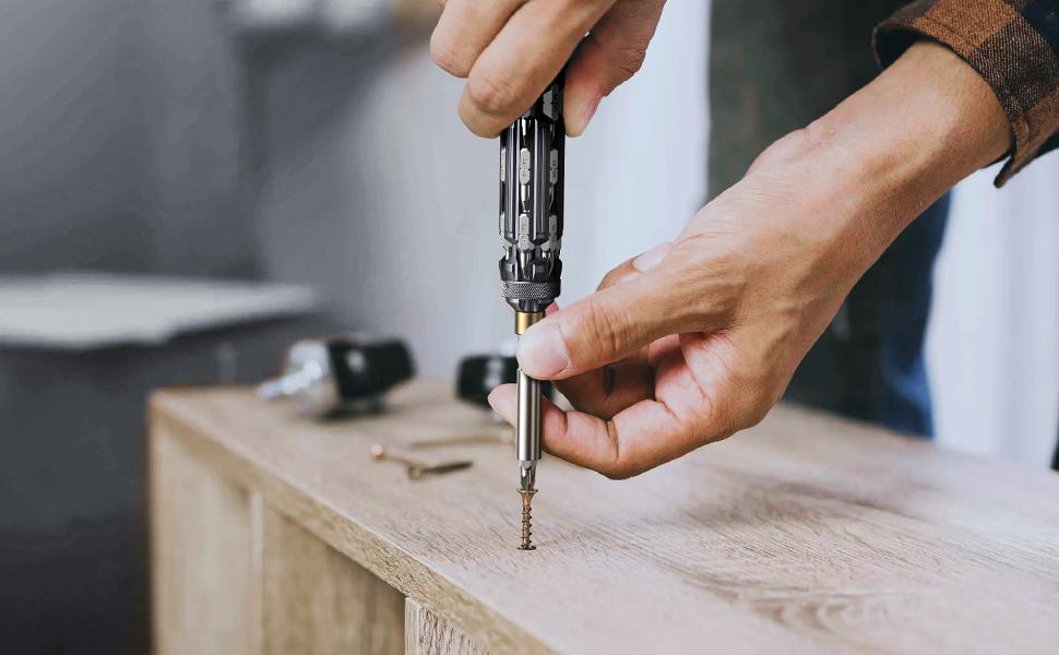 JOREST EDC Multibit Screwdriver Set 19 in 1 Multi Screwdriver Tool All in One, Tool Gifts for Men Dad Him, Father's Day Gifts, Magnetic Screw Driver with Torx Phillips Hex, Pocket Repair Kit for Bike Heavy Duty Handle