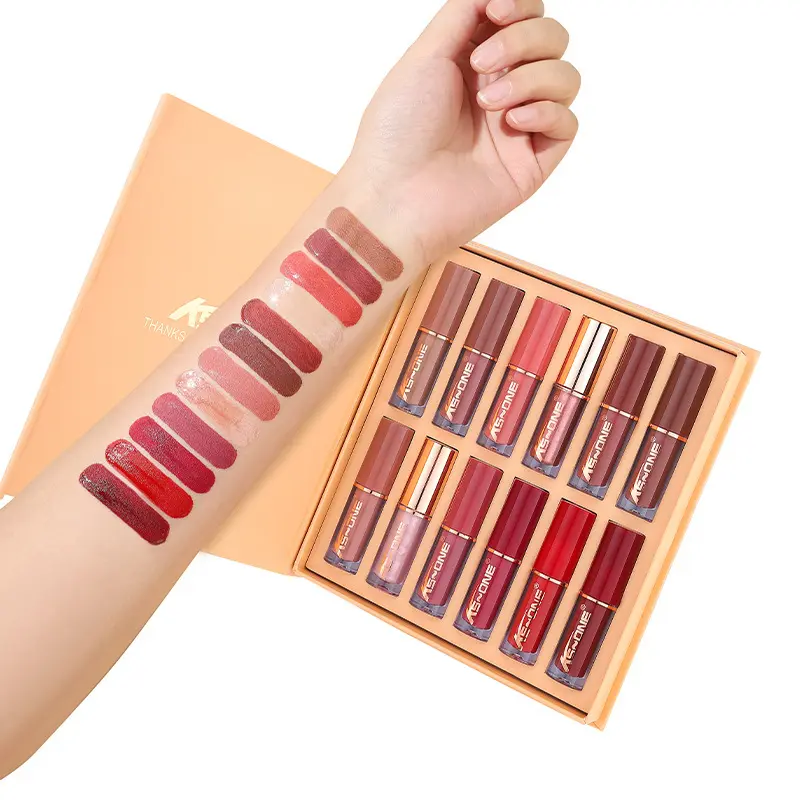 12-Color Velvet Matte & Pearlescent Liquid Lipstick Set, Longwear Waterproof High-Pigmented Moisturizing Glaze, All-Day Makeup, Ideal Beauty Gift for Women