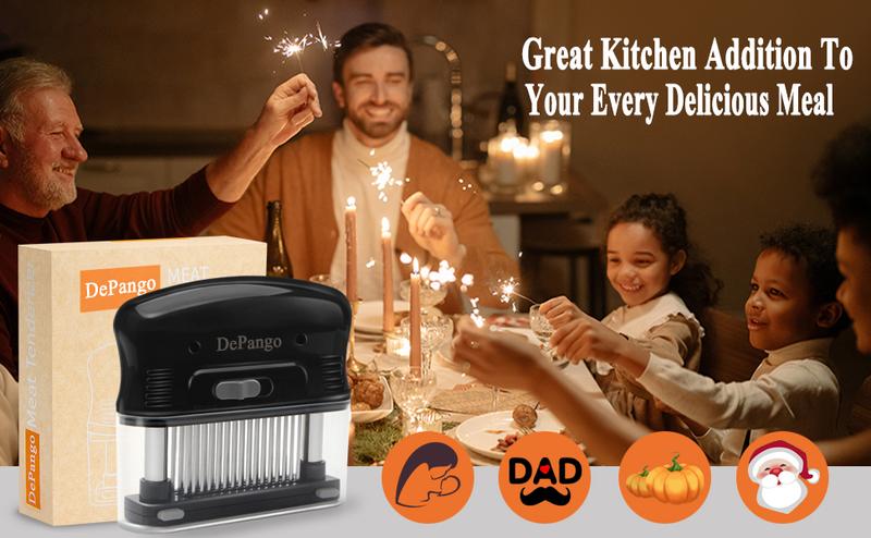 DePango Meat Tenderizer with 48 Stainless Steel Blades, Ergonomic Handle for Easy Pressing, Detachable Design for Thorough Cleaning, Ideal for Beef, Pork, Chicken
