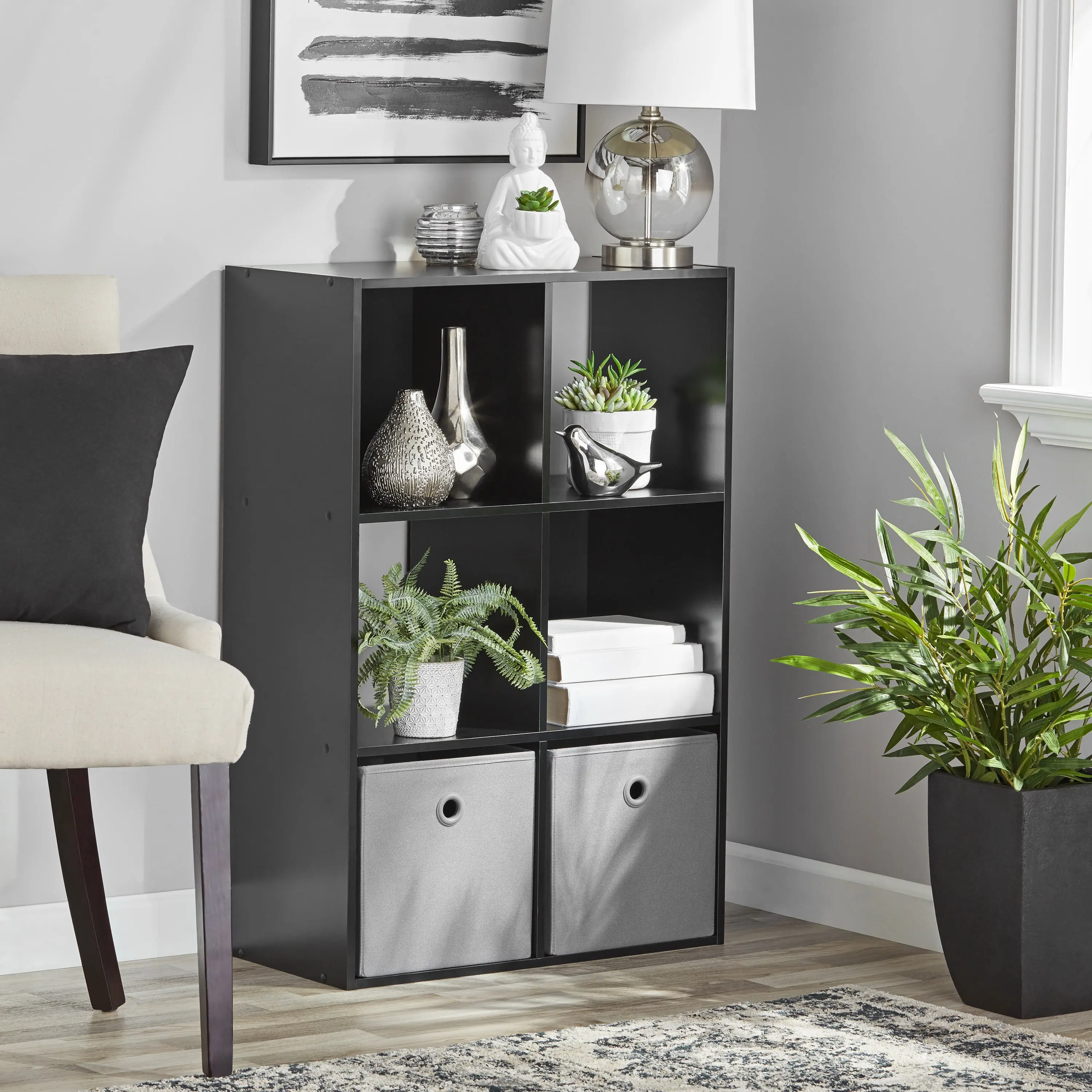 Mainstays 6 Cube Storage Organizer, Black