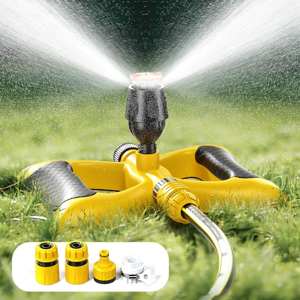 ABS Plastic Outdoor Garden Sprinkler, 360° Rotational Water-Powered Automatic Irrigation Sprayer with Quick Connector, 60-80m² Coverage for Medium-Large Lawns - Home Supply