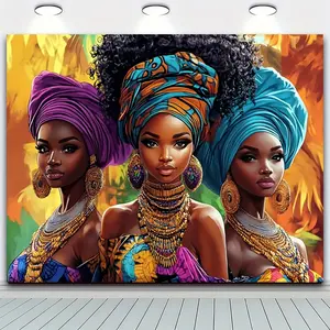1 piece of vibrant African female portrait decorative tapestry, fashionable black girl pattern wall hanging, suitable for living room, bedroom, office, party, and African-American wall art for home decoration bedroom decor cool stuff for room tapestry
